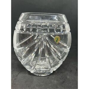 Waterford Brilliant Crystal OVERTURE ROSE VASE 1998-2008 Oval Vase 8” IRELAND